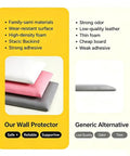 Solid White 3D Foam Wall Protectors on yellow background showcasing safe materials, comparing with generic alternatives.