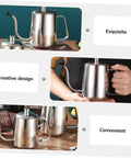 Smooth Pour Long Spout Coffee Kettle With Lid Stainless Steel Tea Pot For Home Office Brewing Gear Non Drip Design in use.