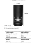 Bottomless Hassle Automatic Coffee Tamper Electric Espresso Press 58mm with adjustable pressure 5 to 30kg, showcasing its dimensions and materials.