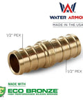 Water Armor 1/2" PEX Eco Bronze fitting from Half Inch PEX Fittings Bundle 220 Pack With 22 Elbows 22 Tees 22 Couplings And 154 Crimp Rings For PEX To PEX Plumbing Connections Stress Corrosion Cracking Resistant And DIY Friendly Built To Last