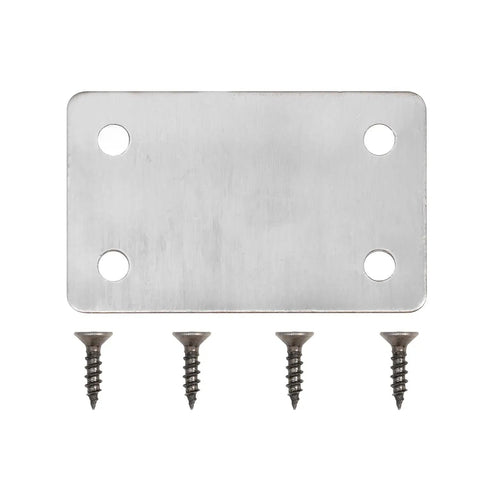 Heavy Duty Stainless Steel Corner Brackets Set Of Five Furniture Hardware With Mounting Screws Ultra Tough Shelf Support Connectors showcasing metal plate and screws.