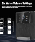 Wall Mounted Instant Hot Water Dispenser With 2200W Heating Power For Quick Boiling Water No Waiting Dual Temperature Hot And Cold 20L Per Hour Capacity Child Lock Sleek Black Design For Home Or Office Use showing six water volume settings