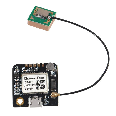 GPS Module U7 Navigation Satellite Receiver With High Sensitivity, Low Power; USB interface and IPEX antenna visible.