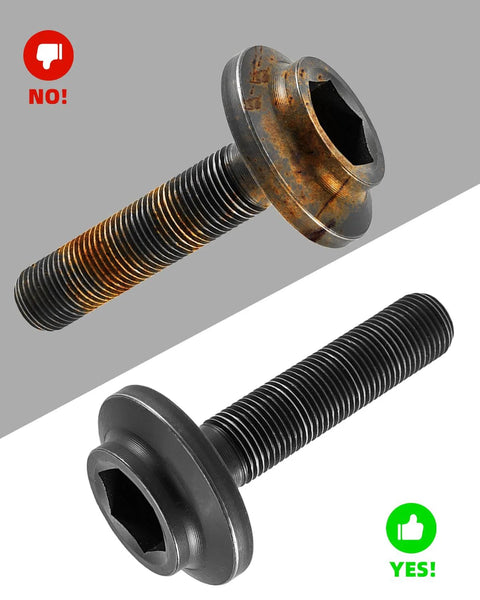 Comparison of rusty and new heavy duty wheel hub bearing axle bolt kit fits Audi A4 Quattro A5 A6 A7 A8 Q5 R8 and Porsche Macan