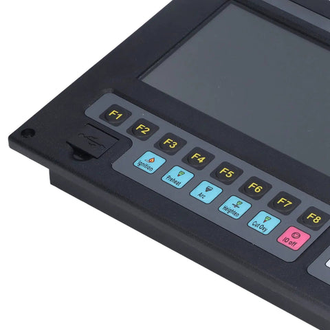 2-Axis CNC Control System With LCD Display For Plasma And Flame Cutting Pro-Grade Motion Controller With Ultra-Precise 0.001mm Precision Durable Stainless Steel Build Perfect For Pro-Level Metal Cutting Projects, close-up of F1-F8 keys