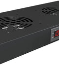 Dual 4-Inch Rack Mount Server Cooling System For 1U 19-Inch Cabinets With Adjustable Temperature Control Digital Heat Monitor Display