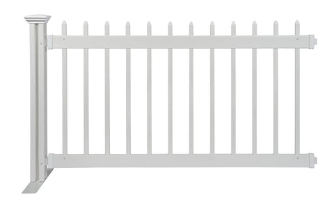 Portable White Vinyl Picket Fence Kit With One Panel And Post, Freestanding Indoor Outdoor Fence For Temporary Events, Easy Install For Backyard Vibes, Parties, And Boundaries, Finishing Post Required