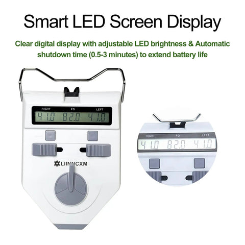 Digital Pupillary Distance Meter For Precise PD Measurements Ophthalmic Tool With 0.5 Millimeter Resolution Binocular Range 45 To 82 Millimeters And Monocular 22.5 To 41 Millimeters Easy Direct Point Taking For Eye Exams Pro Grade Optometry, front view