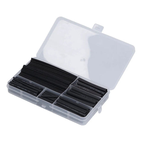 Must Have 170Pcs Heat Shrink Tubing Kit For Pro Grade Electrical Insulation Super Durable Polyethylene That Protects Wires From Overheating And Damage Perfect For Daily Auto Maintenance And Heavy Duty Cable Repair Jobs. black heat shrink tubing kit in plastic case, assorted sizes