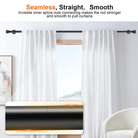Heavy Duty Extra Long Curtain Rods for Those Huge Windows and Sliding Doors Adjustable From 12 to 20 Feet 1 Inch Thick Metal Brackets Black