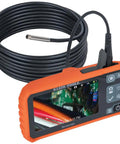 Rugged Utility Borescope Endoscope Camera With 9.8 Ft Waterproof Gooseneck 5.5 mm Insertion Tube Bright LEDs 4.3 Inch LCD display