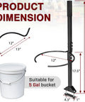 Bucket Bracket For ZeroTurn Mower Handle Upgrade For Quick Tool Transport And Yard Cleanup Haul Mulch Debris And Plants In A 5 Gallon Bucket Black Heavy Duty Yet Lightweight dimensions shown