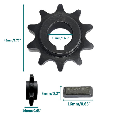 Jackshaft Chain Sprocket Ten Tooth Five Eighth Inch Bore Three Sixteenth Inch Keyway Fits Coleman CT200U EX BT200X CT200U Trail Mini Bike Front Sprocket 40 41 420 Chain Drop-In