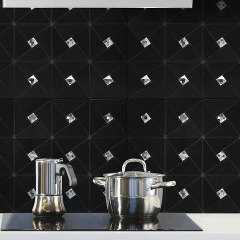 Ten Sheet Peel And Stick Backsplash Metal Mosaic Tiles For Kitchen Wall Decor Aluminum Composite Stick On Tiles Black Windmill Glass