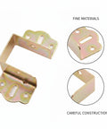 Fix Wobbly Furniture Fast With A Solid Yellow Wood Connector Hook For Frame Rail Reinforcement, zoom on durable metal construction.