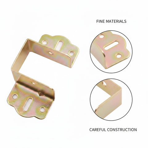 Fix Wobbly Furniture Fast With A Solid Yellow Wood Connector Hook For Frame Rail Reinforcement, zoom on durable metal construction.