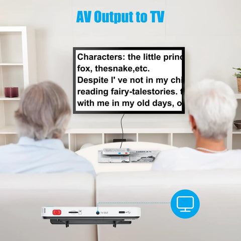 Must Have Portable Digital Magnifier Reading Aid With Foldable Handle 5.0 Inch LCD Screen 4X To 32X Zoom 17 Color Modes AV output to TV