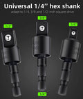 Right Angle Drill Adapter 105 Degree, 360 Degree Rotatable Hex Shank, socket adapter set for 1/4, 3/8, 1/2 inch drive