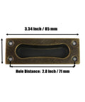2 Pack Recessed Door Edge Pulls For Sliding Doors Antique Brass Finger Pulls 85x31x13 Mm with 71 Mm Hole Distance