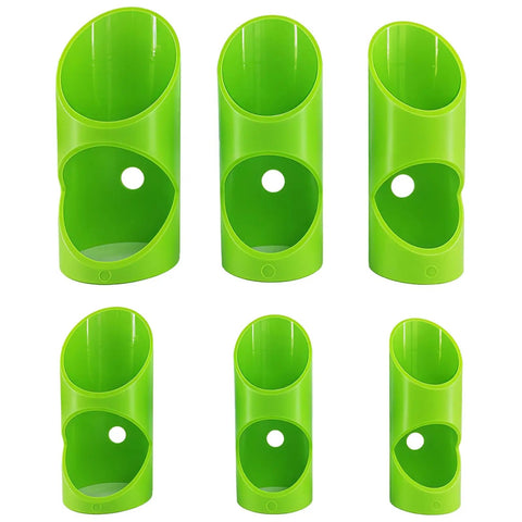 Green Three Piece Foam Pipe Cutter Tool Set For Insulation Pipes showing three ABS plastic cutters in different sizes.