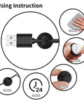 Using instructions for 12-Pack Black Adhesive Cable Clips For Cord Management And Wire Organization, showing installation steps.