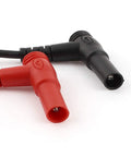 Close-up of Go-To Pro Grade Universal Digital Multimeter Test Lead Pair One Meter Probes with 4.0mm Banana Plugs, Red and Black