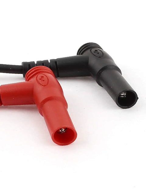 Close-up of Go-To Pro Grade Universal Digital Multimeter Test Lead Pair One Meter Probes with 4.0mm Banana Plugs, Red and Black