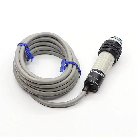 ER18-DS30C1 Photoelectric Sensor E3f Electric Switch with grey cable for automation jobs and industrial use.