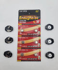 Six Pcs PC21 Quartz Watch Movements Set For Replacement And Repair next to battery packet