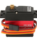 Heavy Duty Full Metal Gear 20 Kg Digital Servo Featuring Smooth Core Motor Drive And Badass Precision Control On Custom Rc Builds And Trail Crawlers, red and black with wires.