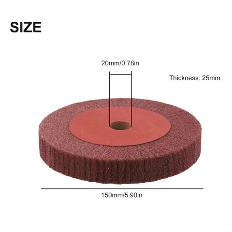 Six Inch Non Woven Nylon Flap Wheel Disc 320 Grit Be Beefy Buffing Tool with size dimensions