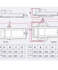 Diagram showing dimensions of Pro Grade 6 Inch Bottomless Heavy Duty Angle Vise Built Like A Boss for precise machining.