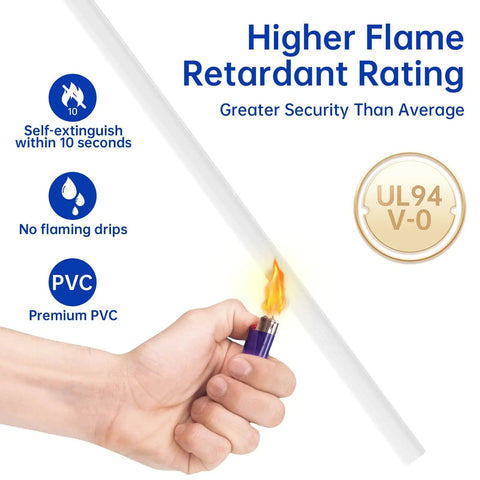 128 Inch Cord Hider For One Cord Self Adhesive Cable Wire Cover On Wall White showing flame retardancy feature
