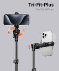 66 Inch Phone Tripod With Remote And Clamp Mount For iPhone And Android Extendable Stand for Video Recording with phones attached