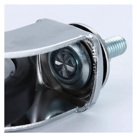Close-up of chrome plated 4 Pack 3 Inch Lead Screw Braked Dining Wheel PP Caster showing lead screw stem detail