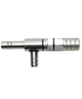 Side view of stainless steel aspirator pump for lab vacuum systems with hydro aspirators, filter pumps, and ball valve suction tub handle