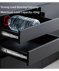 Heavy Duty Soft Close Drawer Slides With Smooth Full Extension Glide And Knockout Carbon Steel Build For Breezy Side Mount Setup On Kitchen Cabinetry and Furniture Hardware Projects with a water bottle in a drawer.