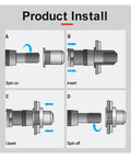 Flat Head Threaded Insert Nuts Set 30 Pcs M3 To M12 With Flush Countersunk Finish, Easy Install, Made From 304 Stainless Steel, Carbon Steel, And Aluminum For Durable, Versatile Fastening In DIY And Pro Projects. Product install diagram for spin on, insert, upset, spin off.