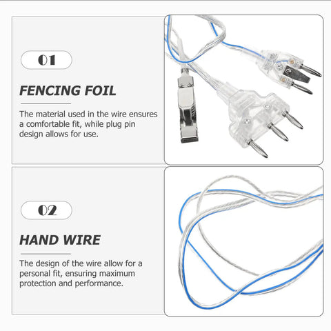 Fencing Foil Body Cord Wire For Stable Conductivity And Impact Resistant Mask Safety with plug and hand wire detail.