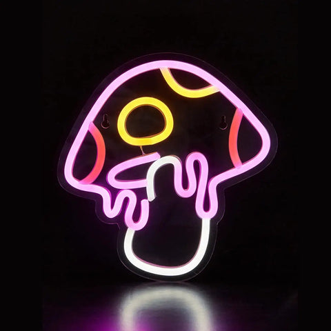 Neon Mushroom Sign USB Powered Night Light For Kids Room Game Room Bedroom Living Room Decor 3D Wall Art Party Lamp