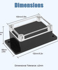 IP65 Waterproof ABS Junction Box With Clear Cover Enclosure For Indoor And Outdoor Use Rugged Black Project Box With External Mounting Ears Tough As Nails Weather Ready 3.9 By 2.6 By 1.9 Inches, dimensions shown