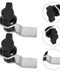 Close-up of Two Three Piece T Handle Cam Latch Locks for Tool Box and Equipment Box Cabinets Replacement ABS Plus Metal