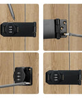 Rugged Three Digit Cabinet Lock With Mechanical Dial Cam being installed on a wooden cabinet using screws.