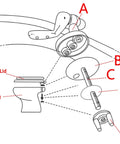 Diagram showing installation parts for Premium Solid Wood Beech Elongated Toilet Seat With Rock Solid Stainless Steel Hinges.