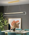 Long Ring Aluminum Pendant Light With Acrylic Shade Modern LED Ceiling Hanging Lamp For Living Room Energy Saving