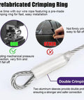 Heavy Duty 25 Ft 5 By 16 Inch Stainless Wire Rope Kit With 8Mm Cable showing prefabricated crimping ring with secure loop