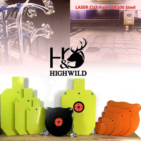 AR500 Steel Target For Shooting IDPA IPSC Torso Silhouette Beast Mode 7 X 12 X 3/8 Inch Neon Powder Coat displayed with cutting process