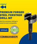 Rock Solid Forstner Drill Bit Heavy Duty Woodworking Boring Tool Five Eighths Inch High Speed Steel for precision drilling.