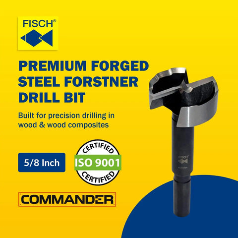 Rock Solid Forstner Drill Bit Heavy Duty Woodworking Boring Tool Five Eighths Inch High Speed Steel for precision drilling.