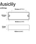 Dimensions of MDC5 Ceramic Magnet Soapbar Style Bass Pickup Set for 5 String Neck and Bridge with 14.4K Output